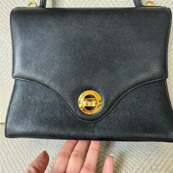 Givenchy Black Leather Shoulder Bag with Gold Accent - Picture 2 of 4